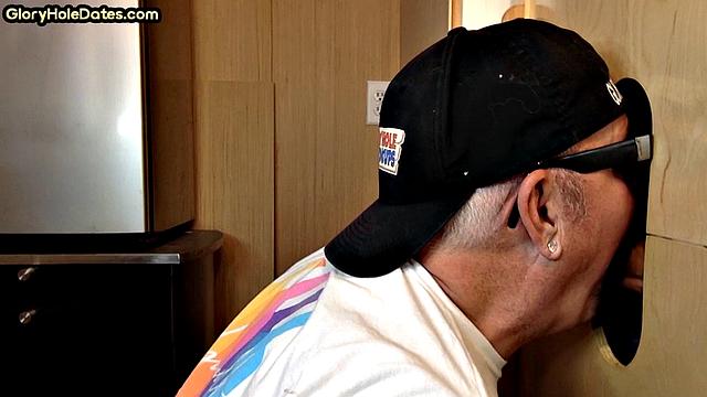 Gloryhole DILF sucks rod in homemade BJ adventure