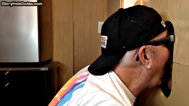 Gloryhole DILF sucks rod in homemade BJ adventure