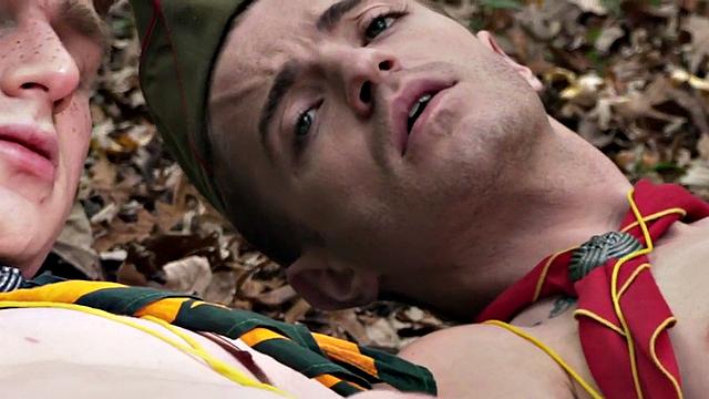 Naughty Scout twinked hard and deep by her colleague in the park