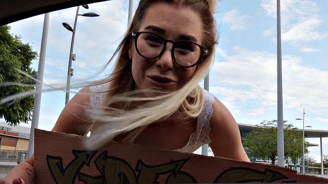 A kinky chick with glasses give a sloppy blowjob and handjob, while getting a facial!