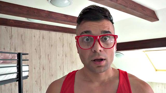 Busty hotel MILF riding her roommate's cock