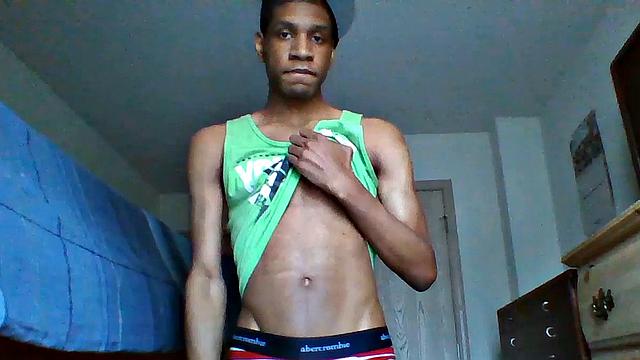 Black Amateur Twink Stroking His Dick