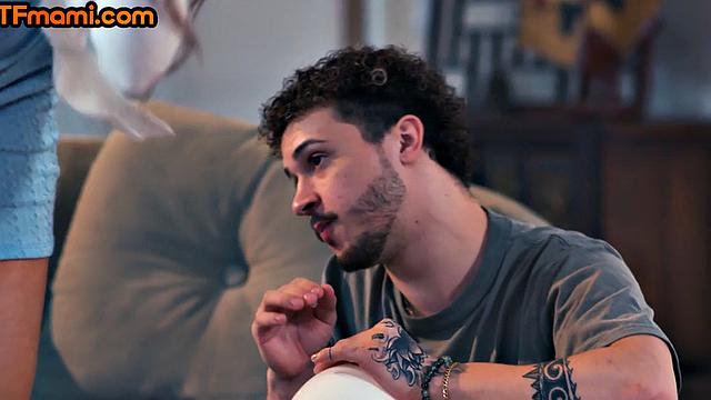 DTF stepmom sucks cock and gets pussypounded in 3some