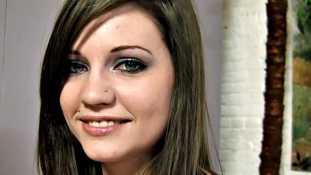 Real amateur POV babe with small boobs gives HJ to her BF