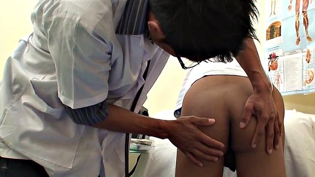 Small Asian twink fucked by doctor after medical check