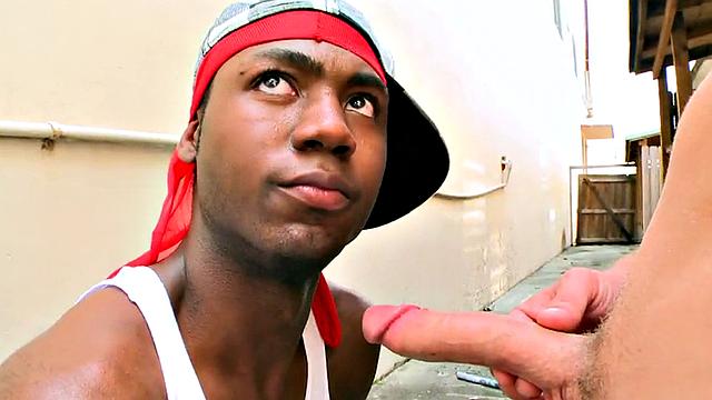 Black thug pulled and public fucked outdoor by white top