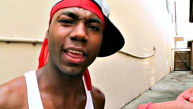 Black thug pulled and public fucked outdoor by white top