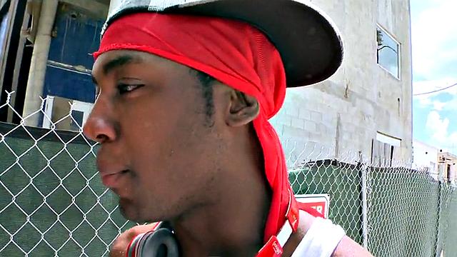 Black thug pulled and public fucked outdoor by white top