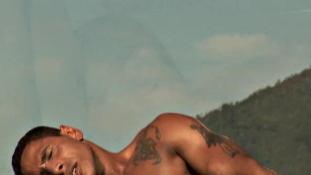 Muscular Brazilians Alber Charles and Antony Gimenez on a Rock Hardcore