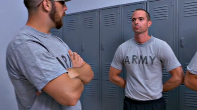 Army bottom bareback in locker room on demand