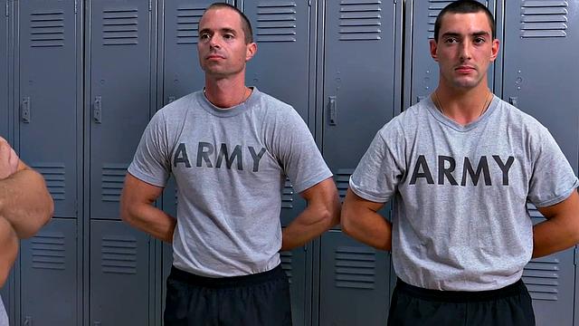 Army bottom bareback in locker room on demand