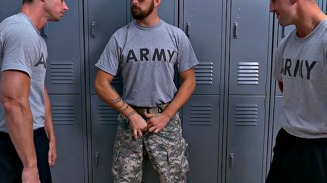 Army bottom bareback in locker room on demand
