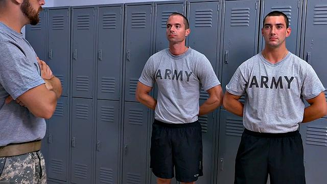 Army bottom bareback in locker room on demand