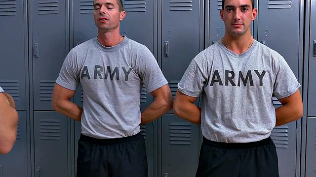 Army bottom bareback in locker room on demand