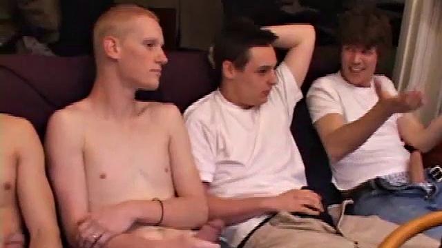 After the boys strip off the clothes and stroke up their boners, all four start some derious stroking. Kaos starts blowing Levi then Levi returns the favor and soon they both feed their dicks to Tapher.