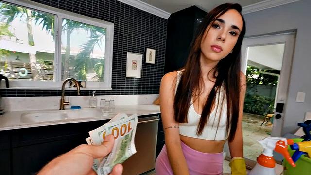 Stunning maid cockriding her boss