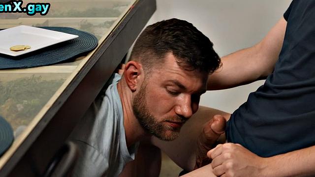 Gay man bareback fucks jock in 3some with blowjob partner