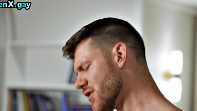 Gay man bareback fucks jock in 3some with blowjob partner