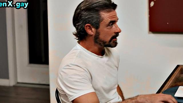 Gay man bareback fucks jock in 3some with blowjob partner