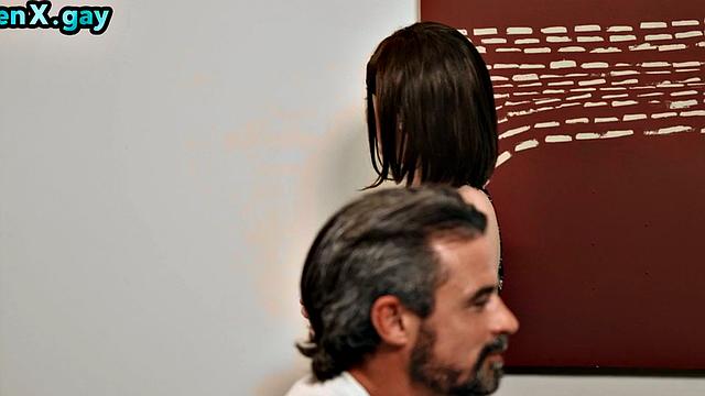 Gay man bareback fucks jock in 3some with blowjob partner