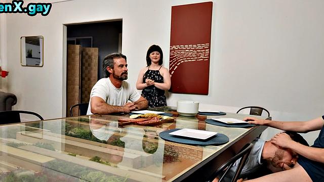 Gay man bareback fucks jock in 3some with blowjob partner