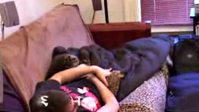 As he watches a porn video on TV, Tapher Blaze is stroking his stiff cock. After a good long jerk off session, the horny boy spews cum all over his chest and licks it off.