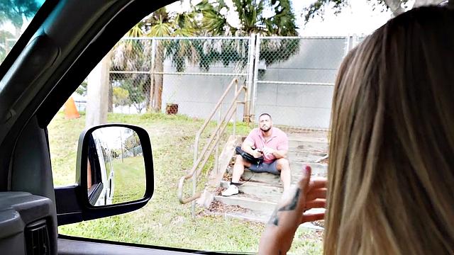 Straight amateur jock cums in public van outdoor