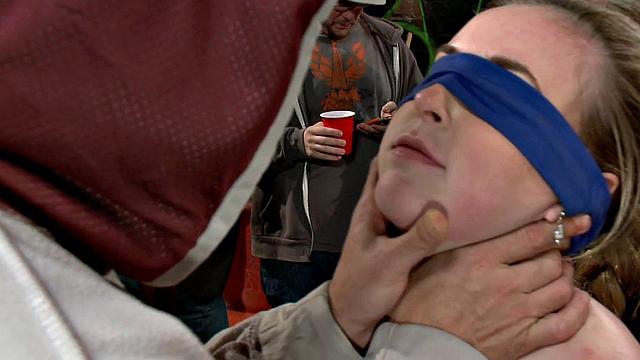 Blindfolded Scandal slut drilled doggystyle by dirty fucker with vibrator