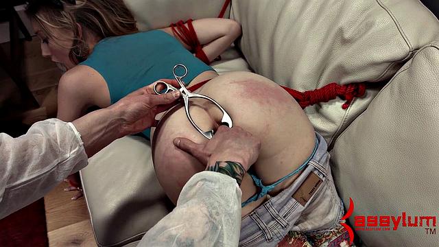 Ass eating BDSM slave bound and fucked