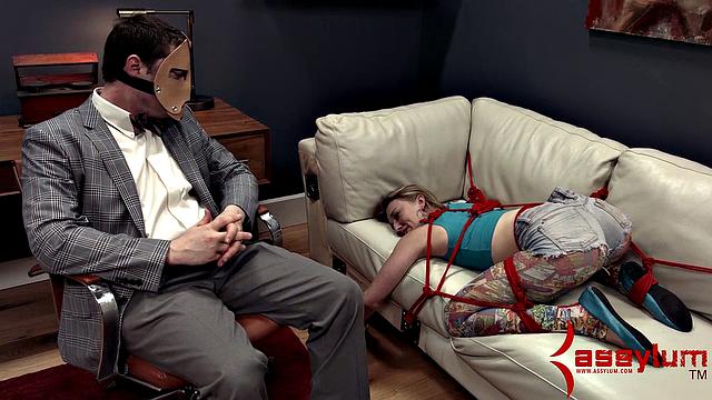 Ass eating BDSM slave bound and fucked