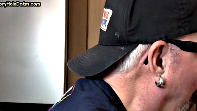 Gloryhole DILF sucks cock in closeup homemade sex