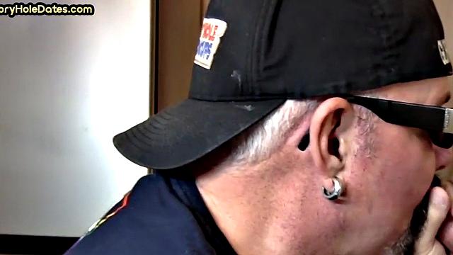 Gloryhole DILF sucks cock in closeup homemade sex