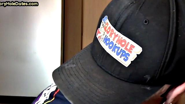 Gloryhole DILF sucks cock in closeup homemade sex