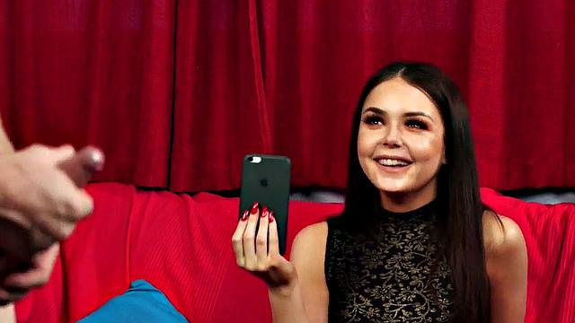 CFNM classy voyeur babe films wanker jerking cock on her