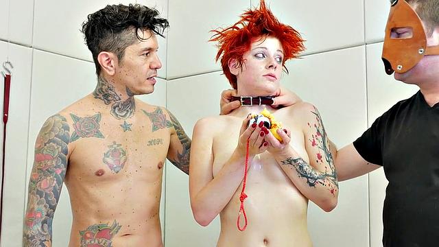 Humiliated sub gagging