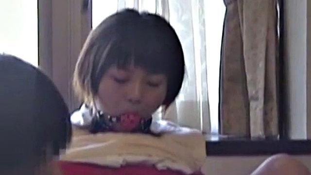 Bound Asian fetish slut sucking