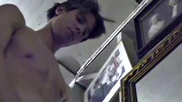 Jayden is skateboarding in his garage when he finds a porn magazine. He starts flipping through it while getting hard. Jayden strokes to the visual stimulation until he cums.