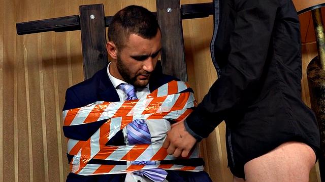 Dominant stud rides tied up BF after sucking cock