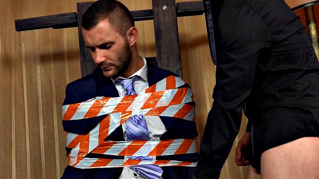 Dominant stud rides tied up BF after sucking cock