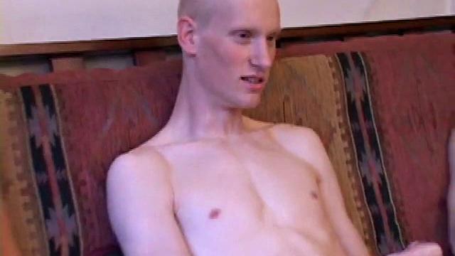 All five guys start stripping off their clothes and line themselves up for a jerk-off session. They pass the lube around and get themselves hard, while stroking their dicks. Torque and Roar unleash their cum on Kaos, before heading out.