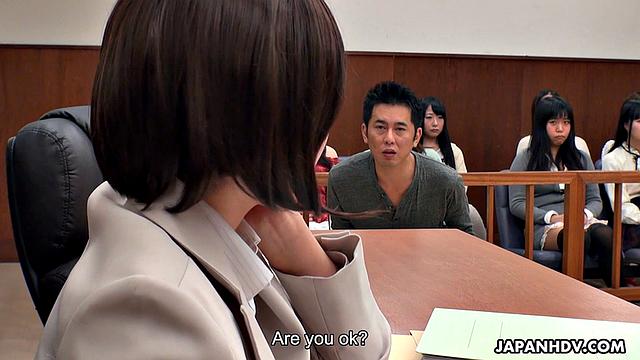 Shiori Uehara and Nonoka Kaede are fucked in courtroom