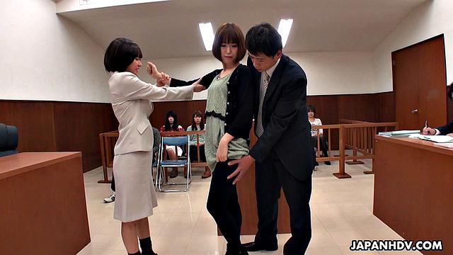 Shiori Uehara and Nonoka Kaede are fucked in courtroom