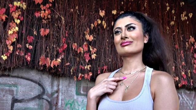 Curvy brunette gets picked up in public and fucked