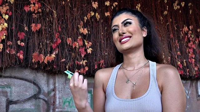 Curvy brunette gets picked up in public and fucked