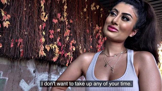 Curvy brunette gets picked up in public and fucked