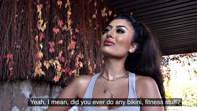 Curvy brunette gets picked up in public and fucked