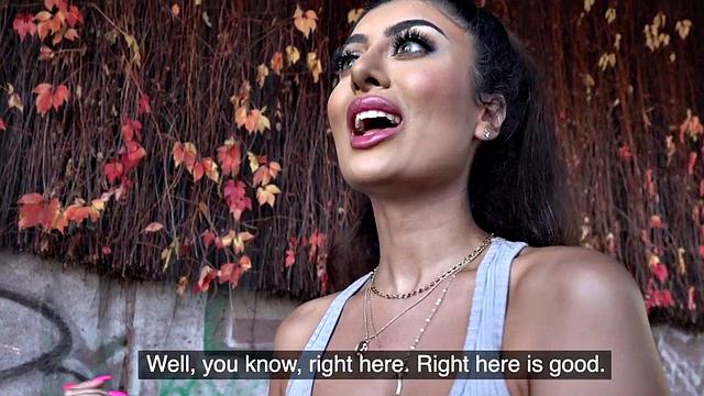 Curvy brunette gets picked up in public and fucked