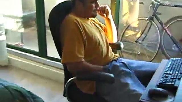 Young Tony returns for another solo session and after pulling off his pants he strokes up a hardon, while watching some porn on his computer. After beating off with determination, Tony jerks out another messy nut.