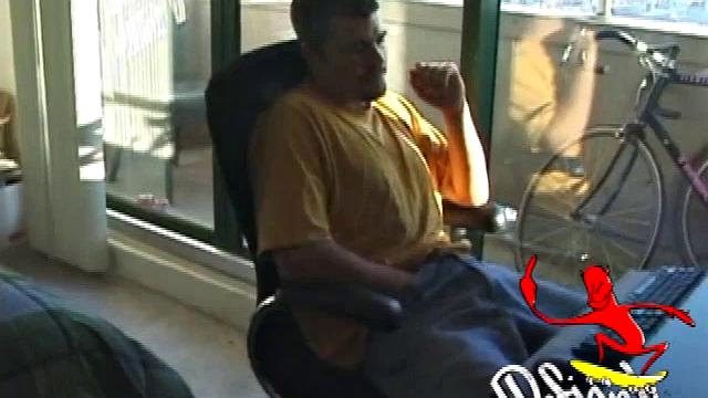 Young Tony returns for another solo session and after pulling off his pants he strokes up a hardon, while watching some porn on his computer. After beating off with determination, Tony jerks out another messy nut.