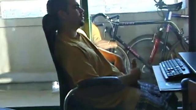 Young Tony returns for another solo session and after pulling off his pants he strokes up a hardon, while watching some porn on his computer. After beating off with determination, Tony jerks out another messy nut.